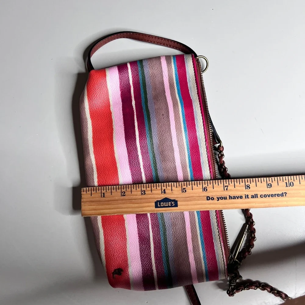 Elliott Lucca Multi‎ Color Striped Crossbody Bag Pebbled Faux Leather Slim Purse